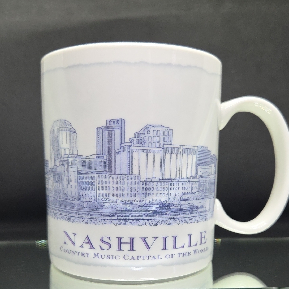 Starbucks Nashville Architectural Series Skyline White and Blue Mug 2008
